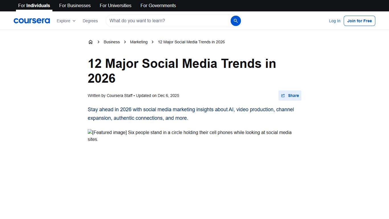 12 Major Social Media Trends in 2026 | Coursera